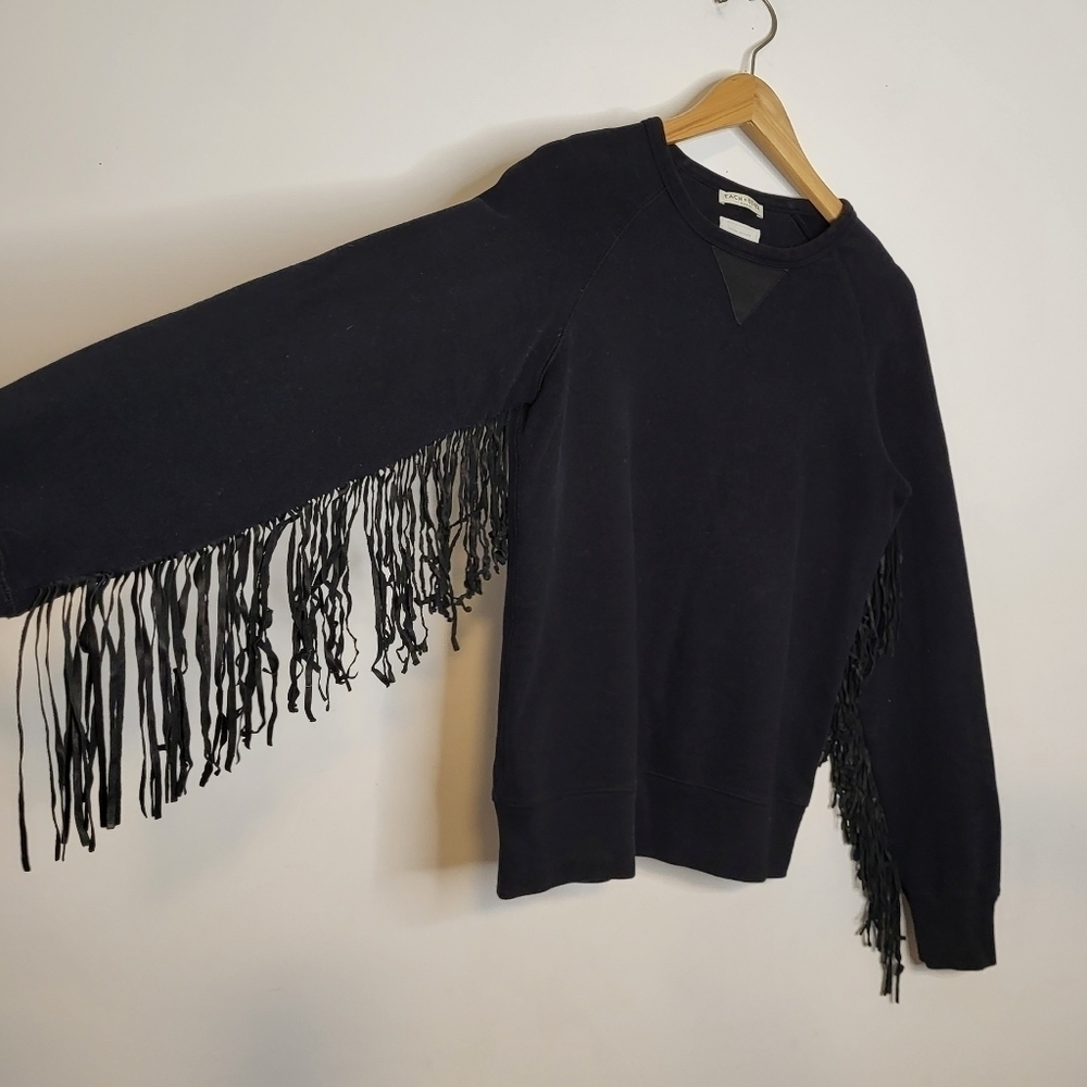 Each x Other Limited Edition Ruiz Stephinson Fringed Sleeve Black Sweatshirt XS